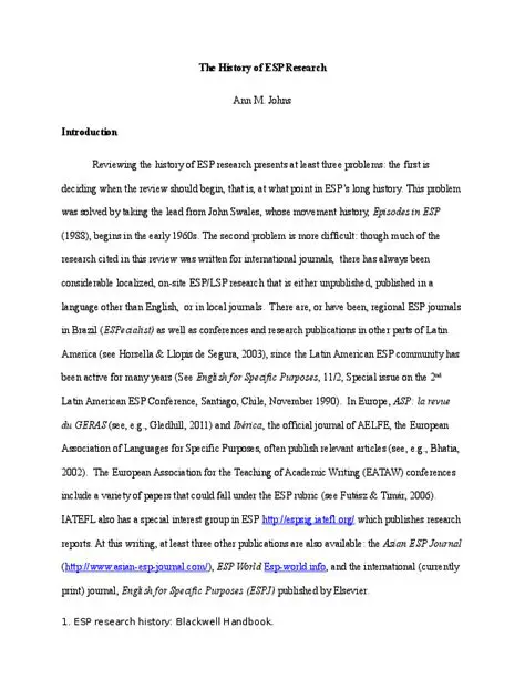 A Brief History of ESP Research