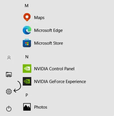 Click on the settings icon