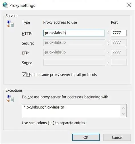 Configuring proxy settings
