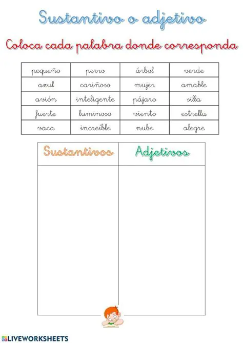 Identifica los sustantivos y adjetivos