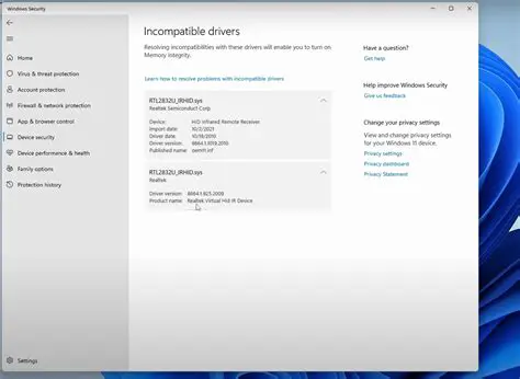 Incompatible device drivers
