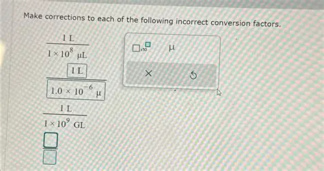 Incorrect conversion factors
