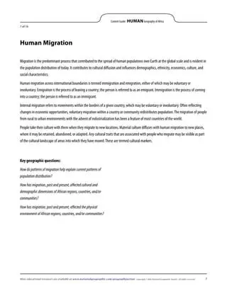 Key Characteristics of an Emigrant