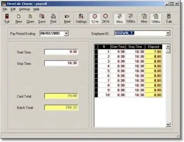 Key Features of TimeCalc 2000