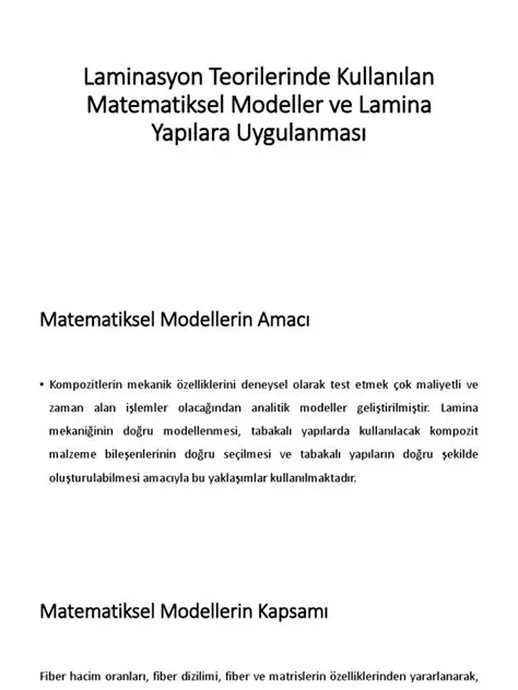 Matematiksel Modeller ve Analizler