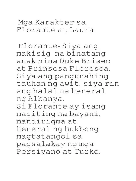 Mga Karakter ng Florante at Laura