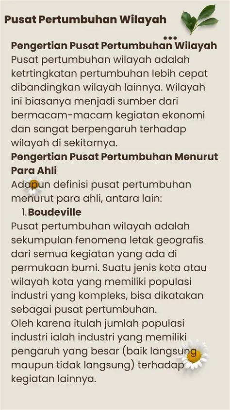 Pengertian Pusat Pertumbuhan Wilayah