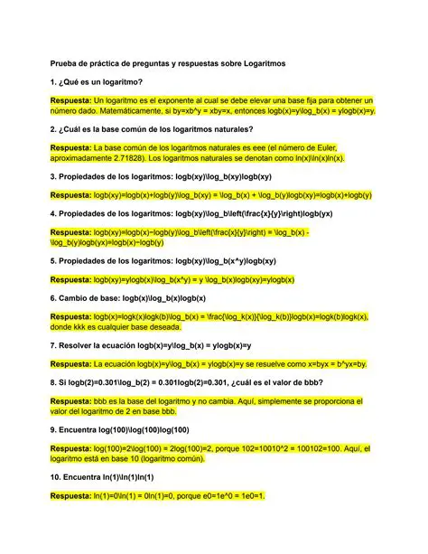 Preguntas y Respuestas sobre Logaritmos