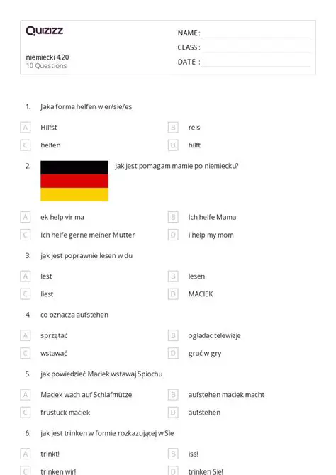 Pytania z Niemieckiego Klasy 7