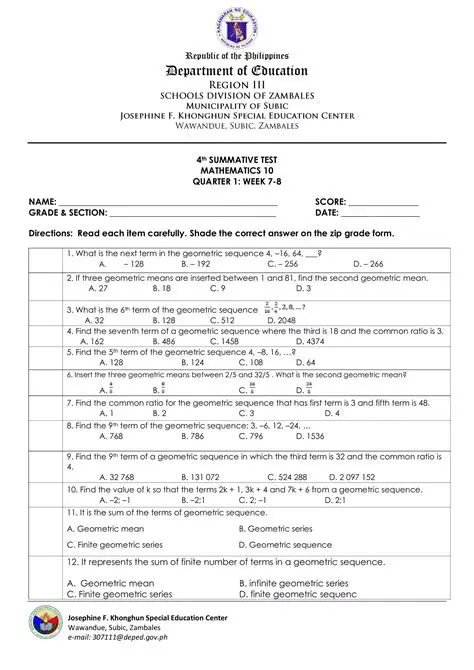 Ram Test Grade 6 Quarter 4 English Subjects Answer Sheets