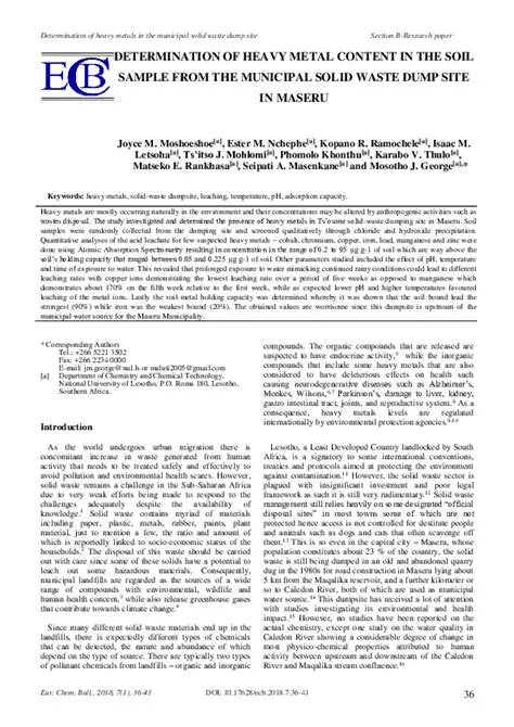 Regular monitoring of heavy metal content
