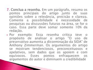 Resuma os principais pontos