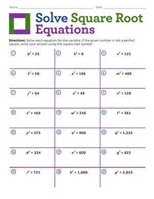 Solving Square Root Number Sentences