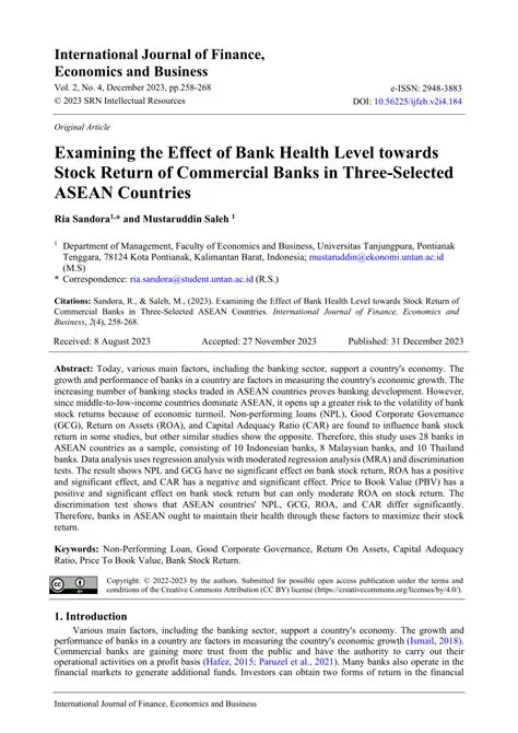 The Effect of Bank Health Level on Profit Growth in Regional Development Banks in Indonesia