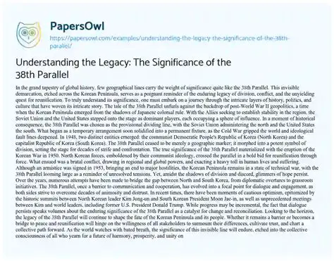 The Significance of the 38th Parallel