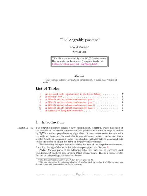 Understanding the longtable package