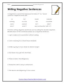 Writing Negative Sentences